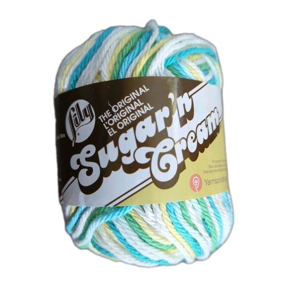 Lily Sugar n Cream Yarn Mod Ombre 2oz 95 yd Cotton Variegated Green Yellow White - Picture 1 of 4